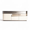 Meuble de rangement moderne en bois et acier 150 x 45 x 60cm couleur beige et gris