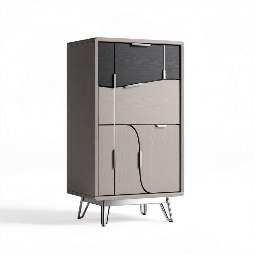 Armoire contemporaine en panneau de bois mélaminé gris et noir 90 x 50 x 120cm