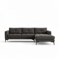 Canapé en tissu gris avec méridienne et coussins décoratifs 200 x 90 x 85cm