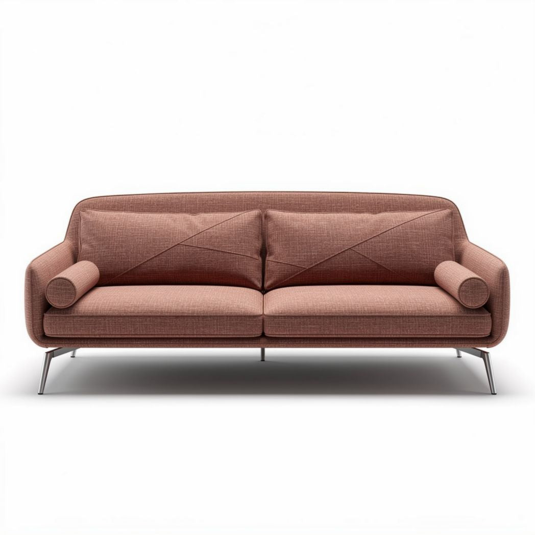 Canapé en tissu rose avec accoudoirs 200 x 90 x 85 cm pour salon contemporain