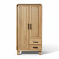 Armoire en bois naturel avec deux portes et deux tiroirs 80 x 40 x 180cm