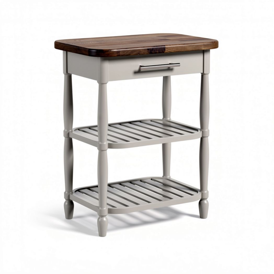 Table de cuisine en bois avec tiroir et étagères 60 x 40 x 75cm grise